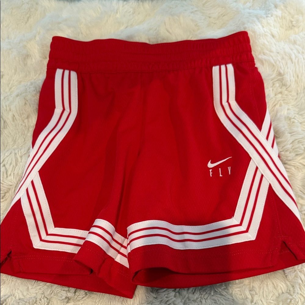 Nike Girls Red and White Athletic Shorts